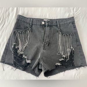 Black denim shorts
